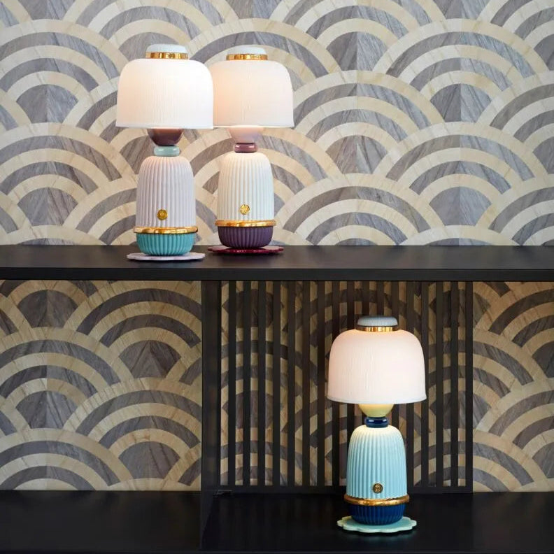 Lladró Kokeshi Lamp in handcrafted porcelain, from the Nightbloom collection, handcrafted in Valencia since 1953.