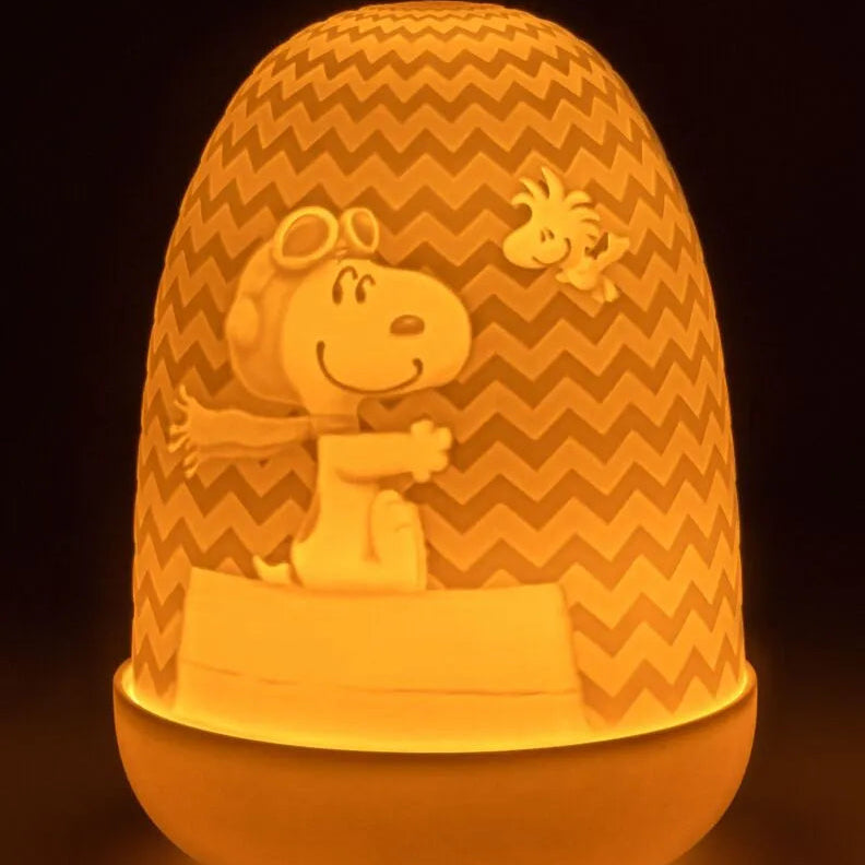 Lladró Snoopy Dome Wireless Lamp in handcrafted porcelain, from the Sulo collection, handcrafted in Valencia since 1953.