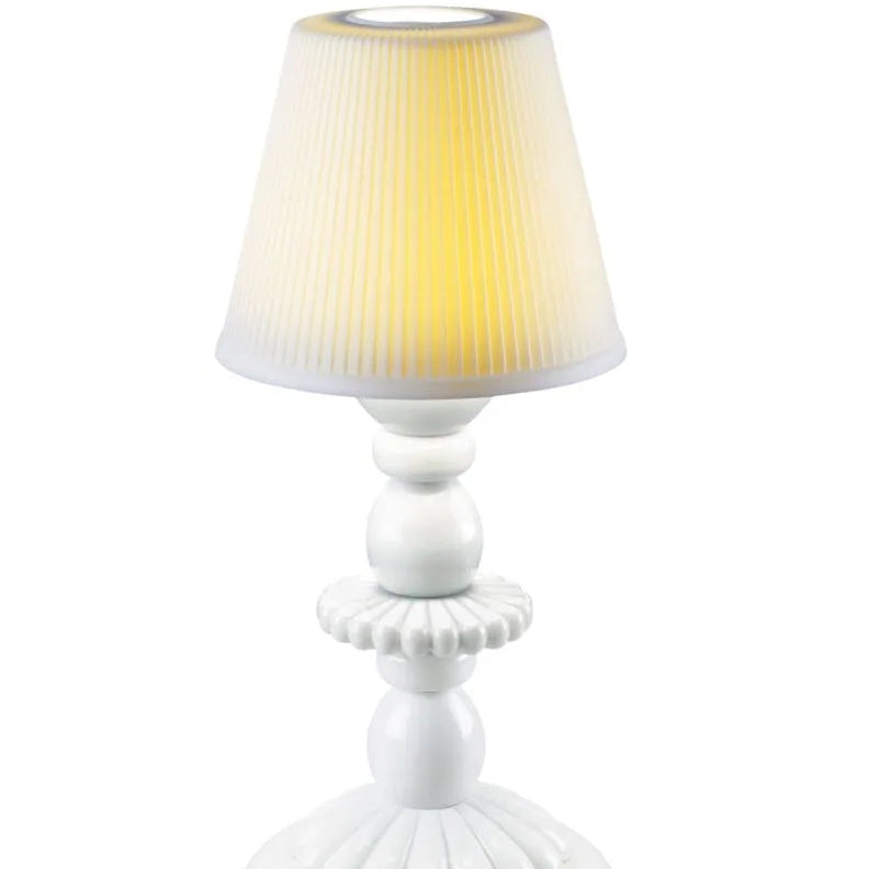 Lladró Lotus Firefly Table Lamp in handcrafted porcelain, from the Firefly collection, handcrafted in Valencia since 1953.