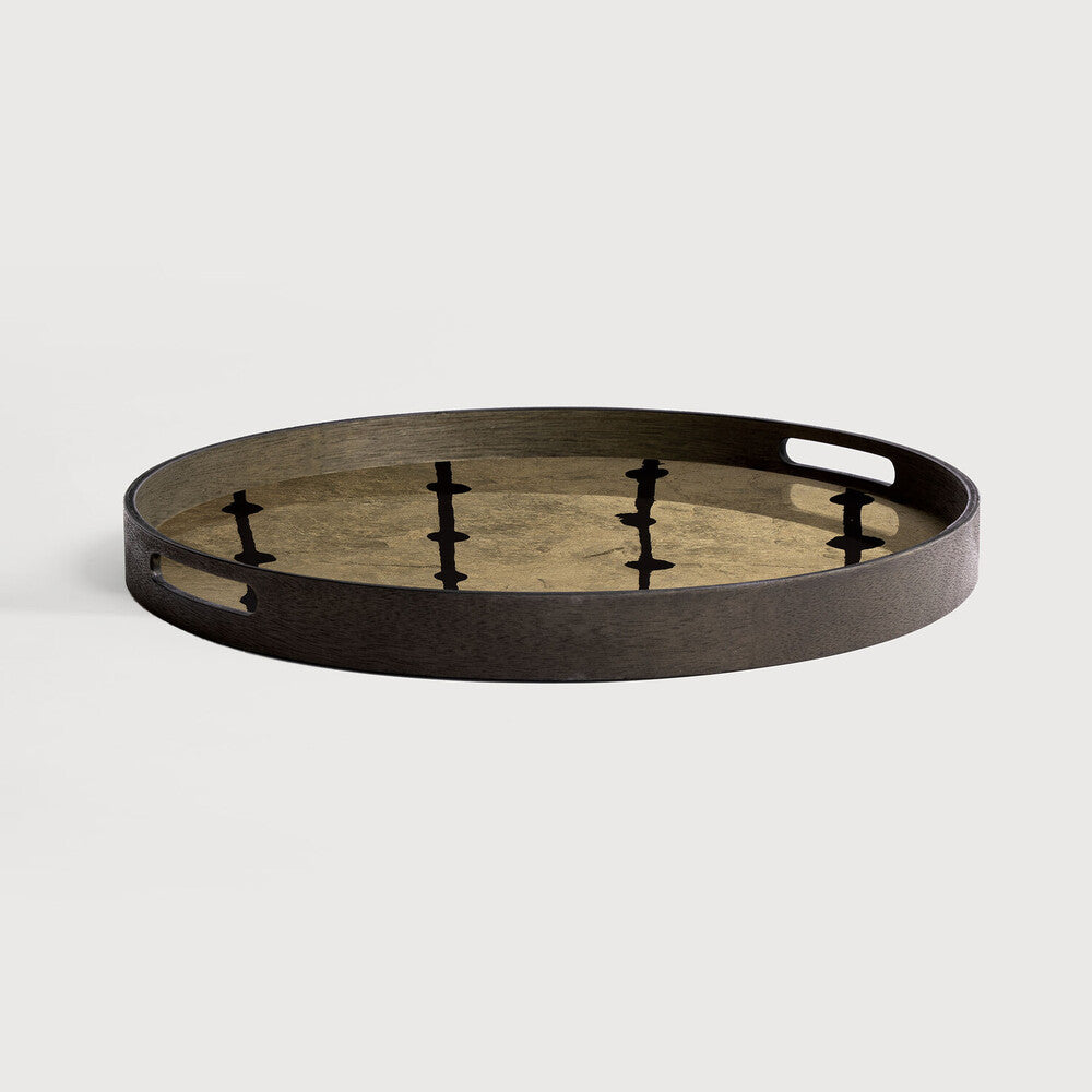 Ethnicraft Gold Leaf Dots Tray, FSC-certified solid wood furniture by Belgian brand