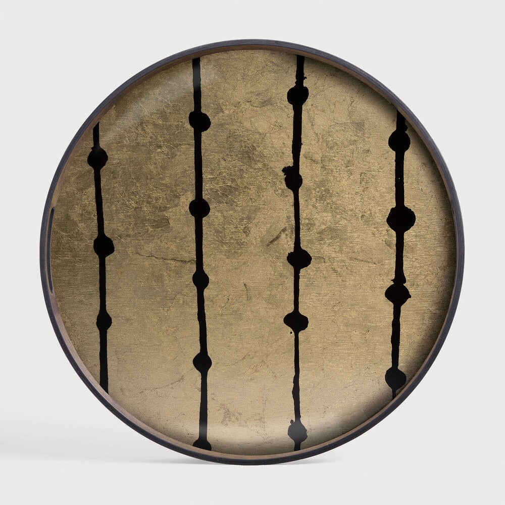 Ethnicraft Gold Leaf Dots Tray, FSC-certified solid wood furniture by Belgian brand