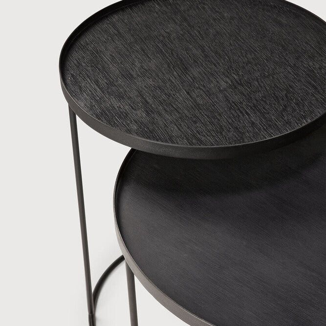 Ethnicraft Tray Side Table Set, FSC-certified solid wood furniture by Belgian brand