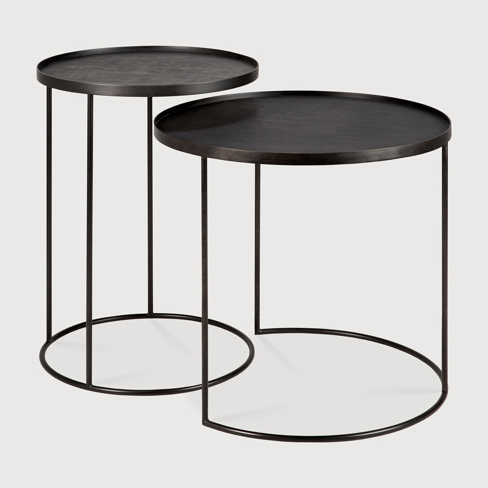 Ethnicraft Tray Side Table Set, FSC-certified solid wood furniture by Belgian brand