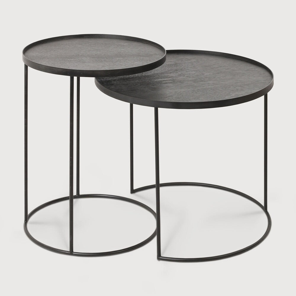 Ethnicraft Tray Side Table Set, FSC-certified solid wood furniture by Belgian brand