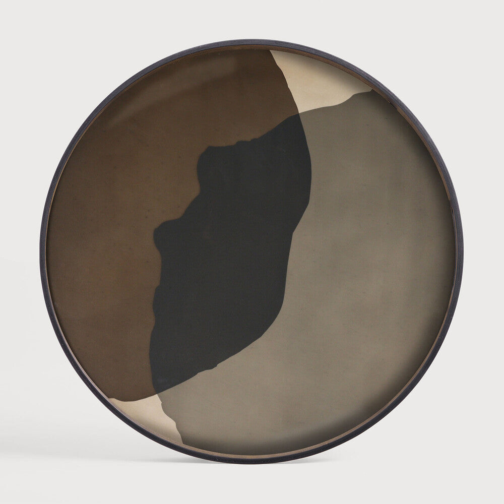 Ethnicraft Combined Dots Glass Tray with bronzed glass, Belgian-designed accessory
