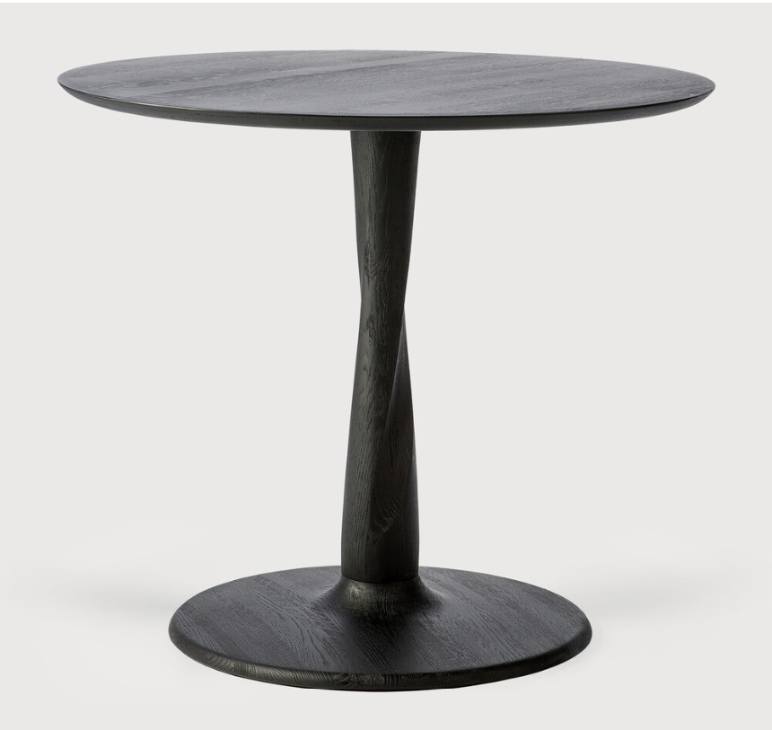 Ethnicraft Torsion Round Dining Table, FSC-certified solid wood furniture by Belgian brand