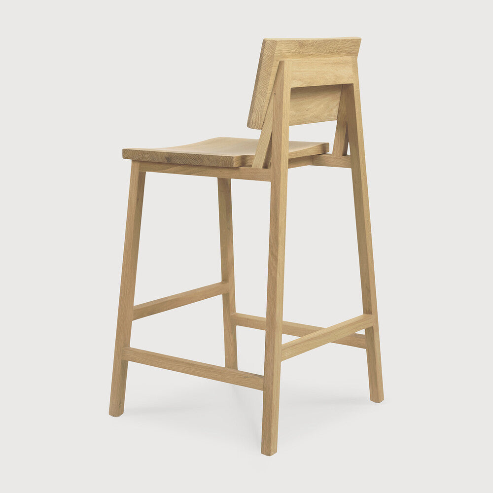 Ethnicraft N3 Counter Stool, FSC-certified solid wood furniture by Belgian brand