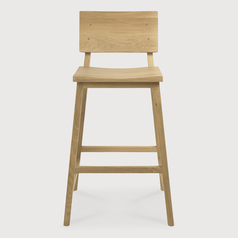Ethnicraft N3 Counter Stool, FSC-certified solid wood furniture by Belgian brand