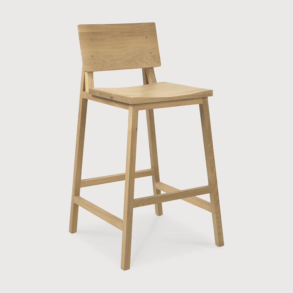 Ethnicraft N3 Counter Stool, FSC-certified solid wood furniture by Belgian brand