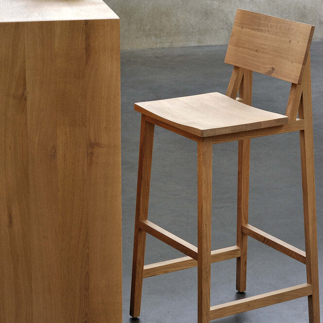 Ethnicraft N4 Bar Stool, FSC-certified solid wood furniture by Belgian brand