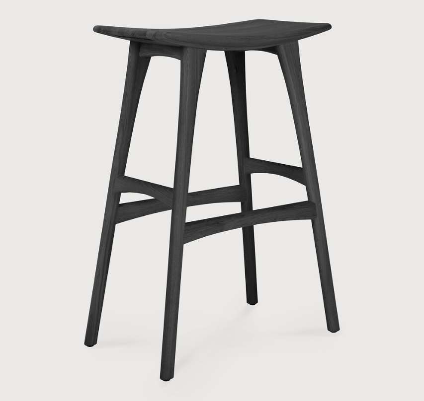 Ethnicraft Osso Bar Stool, FSC-certified solid wood furniture by Belgian brand