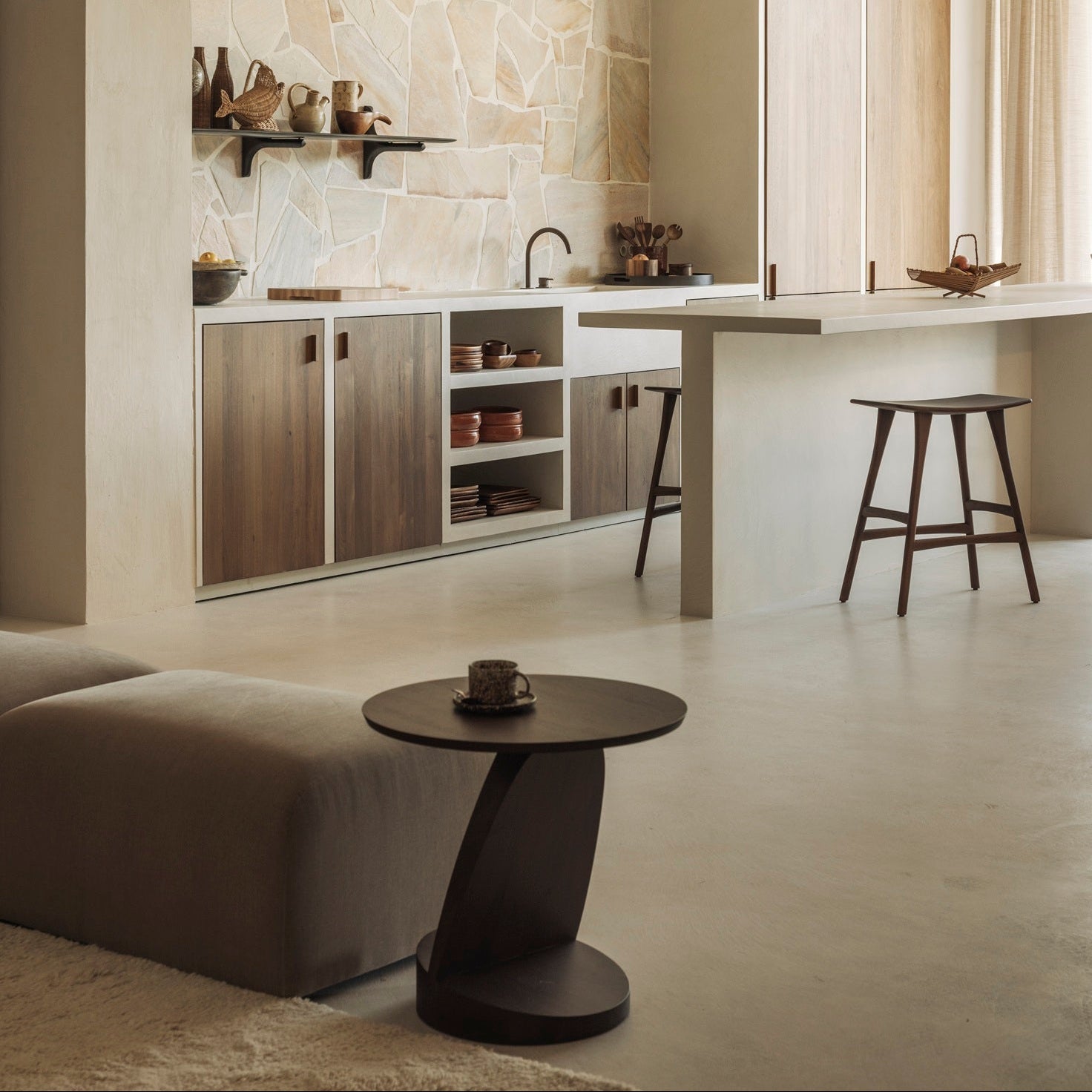 Ethnicraft Oblic Side Table, FSC-certified solid wood furniture by Belgian brand