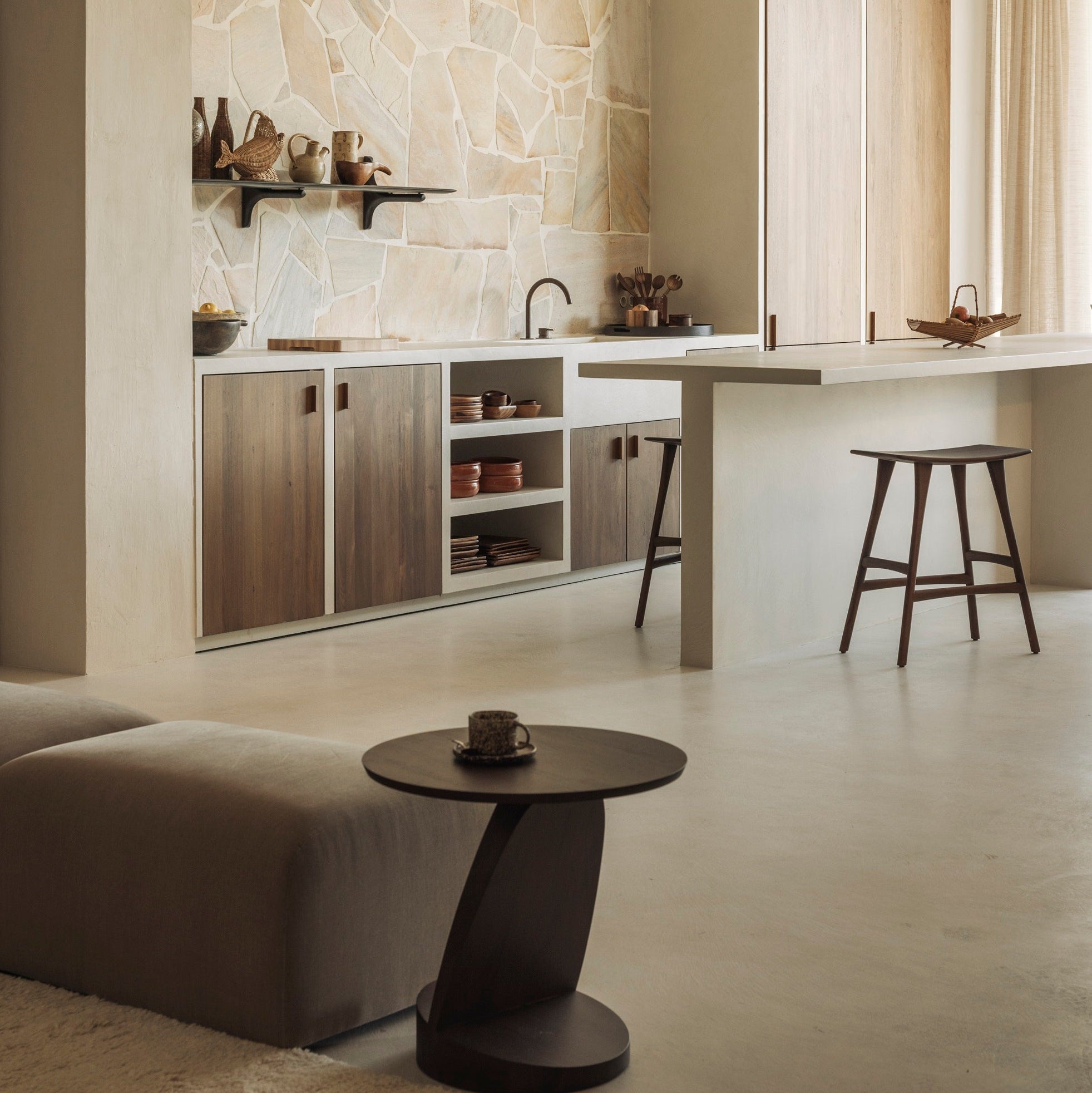 Ethnicraft Osso Stool, FSC-certified solid wood furniture by Belgian brand