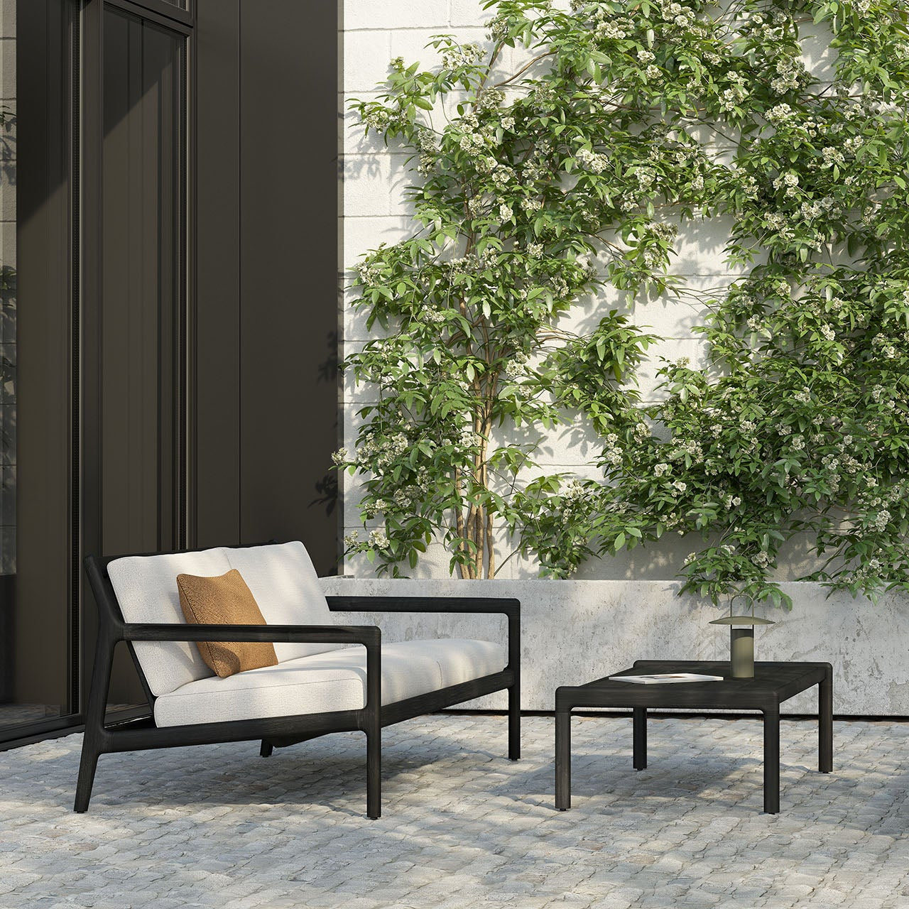 Ethnicraft Nomad Outdoor Cushion - Cumin, woven outdoor textile by Belgian brand Ethnicraft