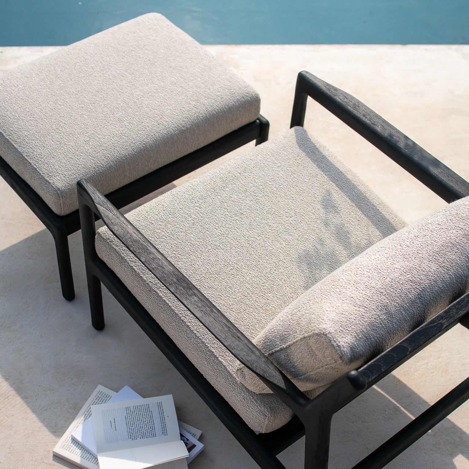 Ethnicraft Jack Outdoor Footstool with FSC-certified solid wood frame, Belgian design