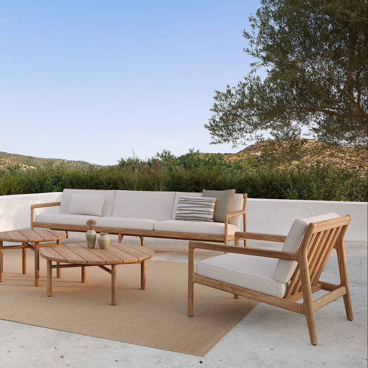 Ethnicraft Nomad Outdoor Cushion, woven outdoor textile by Belgian brand Ethnicraft