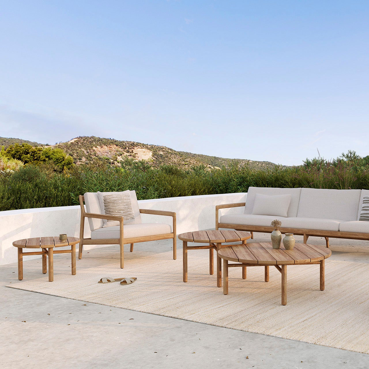 Ethnicraft Quatro Outdoor Coffee Table, FSC-certified solid wood furniture by Belgian brand