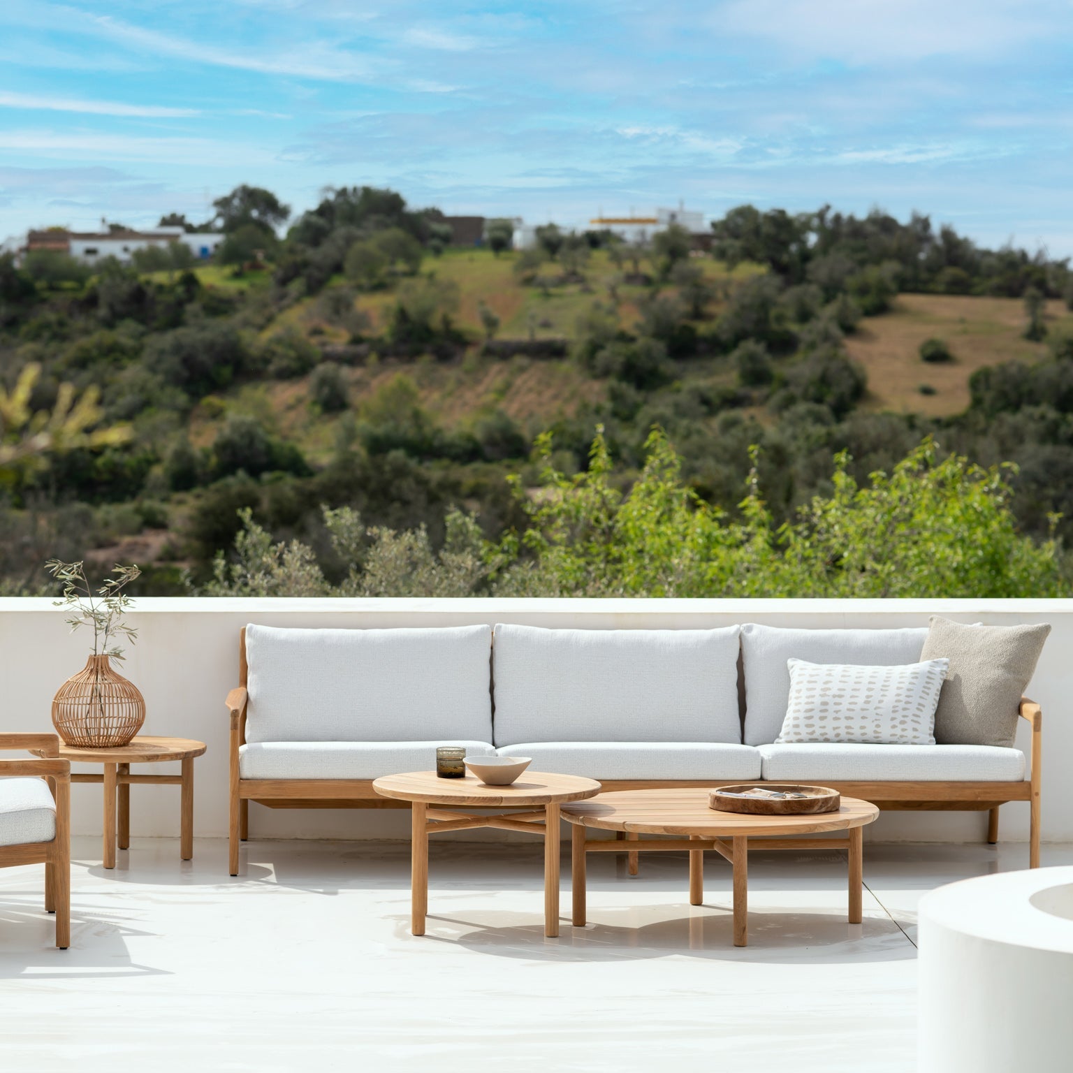 Ethnicraft Quatro Outdoor Side Table, FSC-certified solid wood furniture by Belgian brand