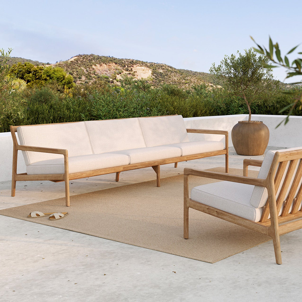 Ethnicraft Jack Outdoor 3 Seat Sofa with FSC-certified solid teak frame