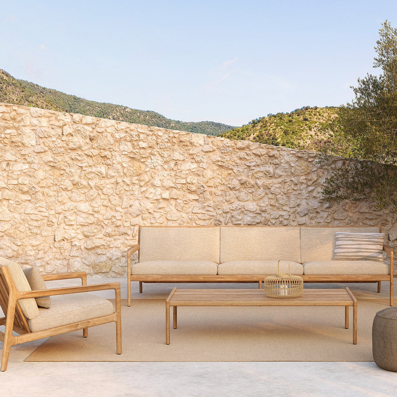 Ethnicraft Jack Outdoor Lounge Chair Frame with FSC-certified solid wood frame, Belgian design