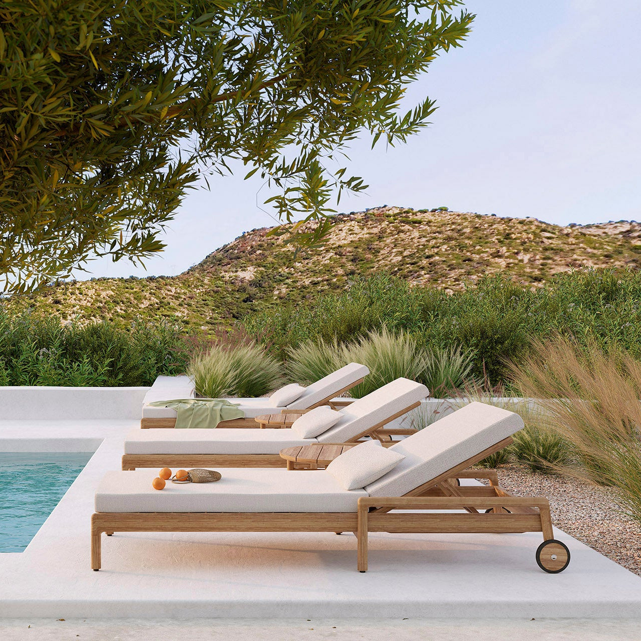 Ethnicraft Jack Outdoor Adjustable Lounger in teak, FSC-certified solid teak