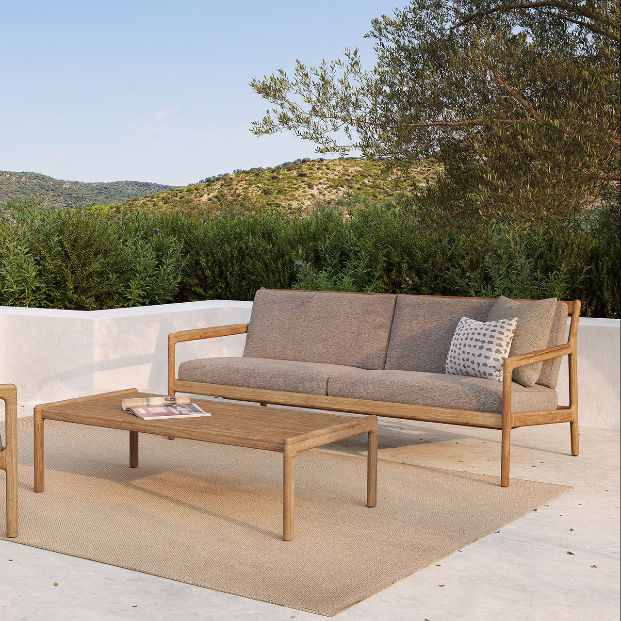 Ethnicraft Jack Outdoor 3 Seat Sofa with FSC-certified solid teak frame
