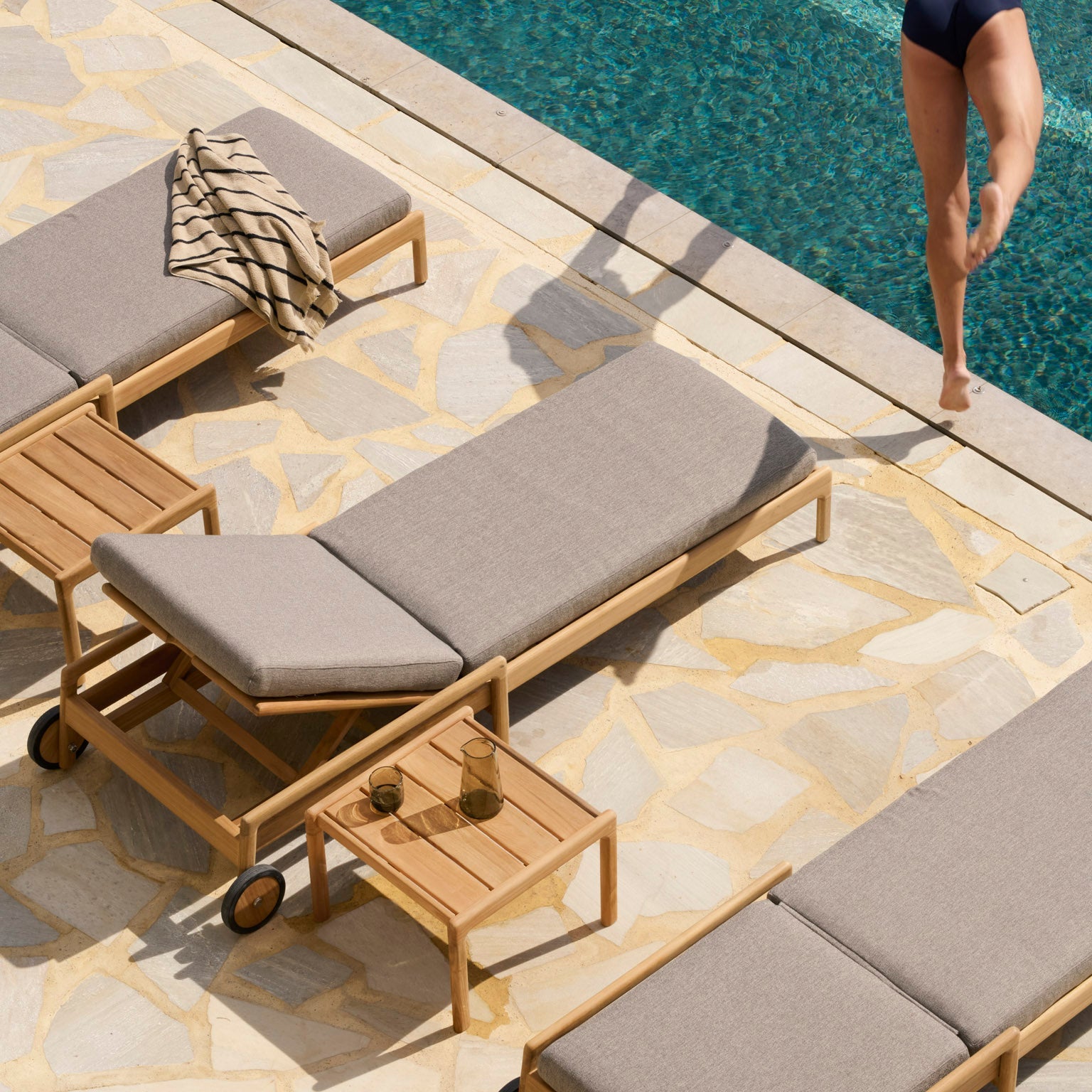 Ethnicraft Jack Outdoor Adjustable Lounger, FSC-certified solid wood furniture by Belgian brand