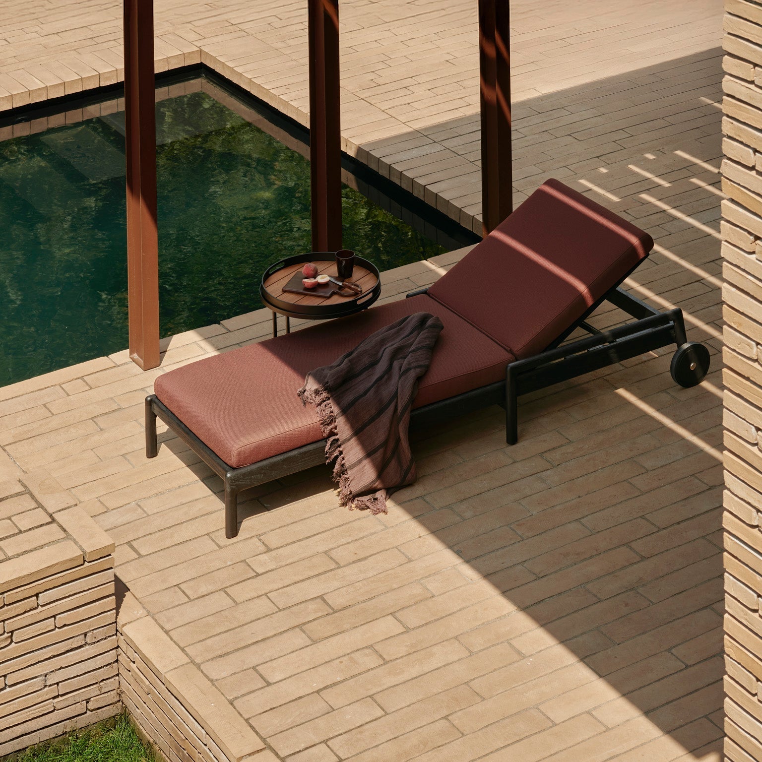 Ethnicraft Jack Outdoor Adjustable Lounger, FSC-certified solid wood furniture by Belgian brand