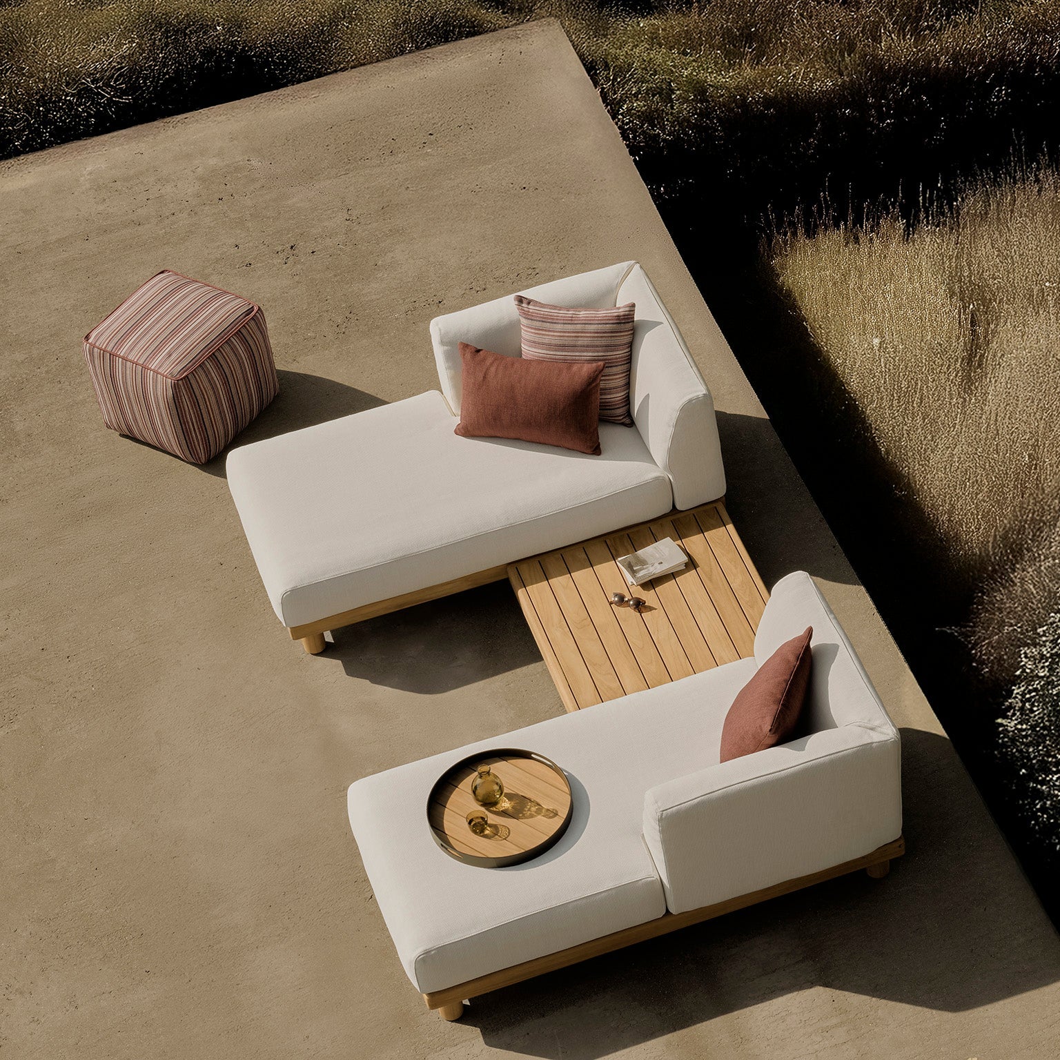 Ethnicraft Monocle Outdoor Modular Sofa with FSC-certified solid wood frame, Belgian design