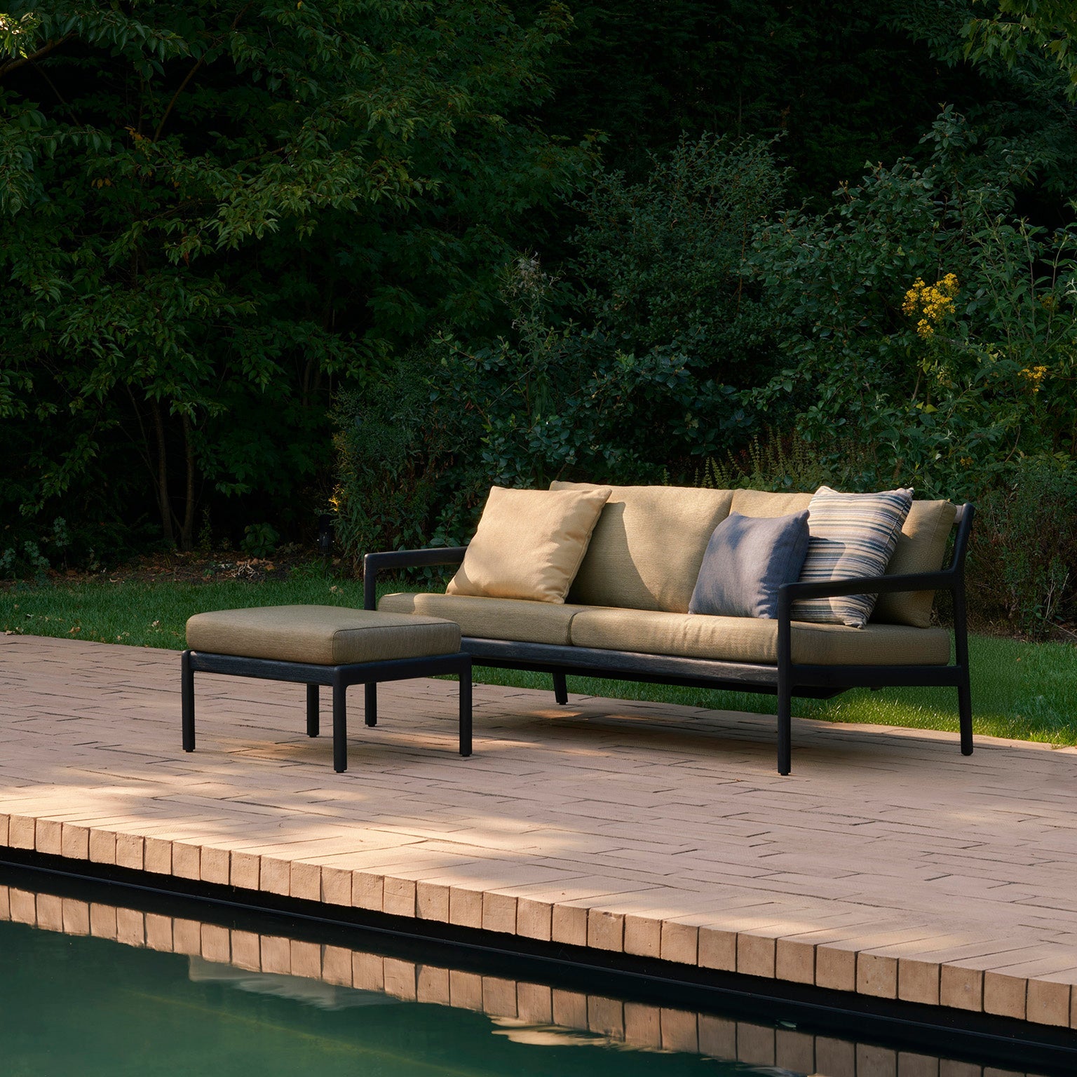Ethnicraft Jack Outdoor 3 Seat Sofa with FSC-certified solid wood frame, Belgian design