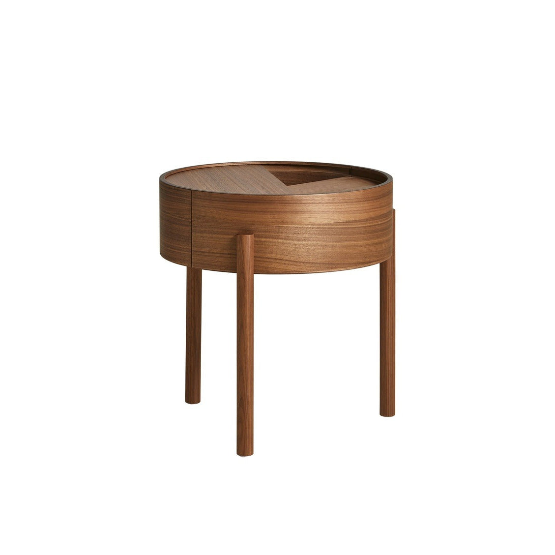 WOUD Arc Side Table in FSC-certified solid walnut designed by Hans-Christian Bauer, Danish design