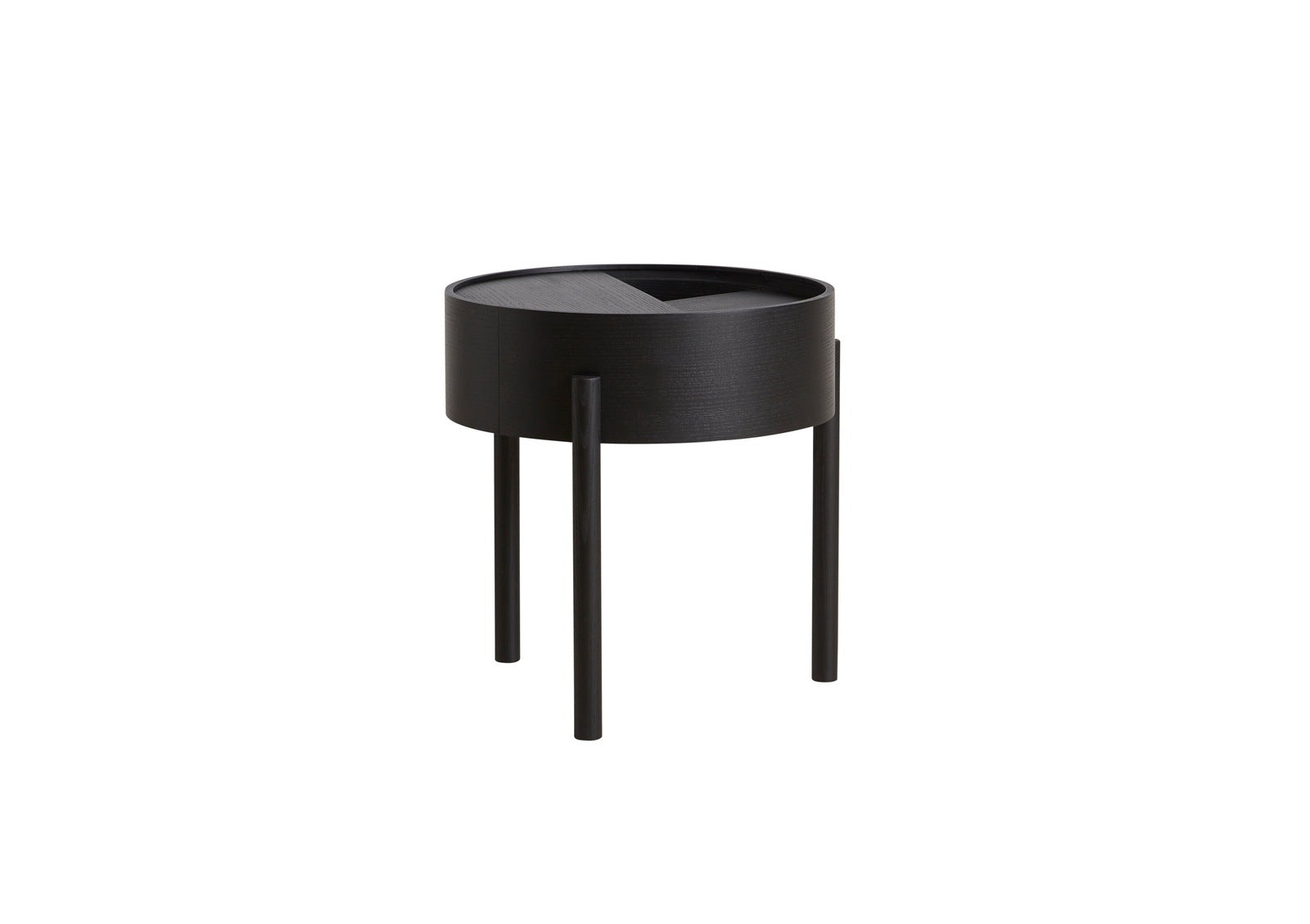 Woud ARC side table in black, sustainable Scandinavian furniture crafted by Comosum