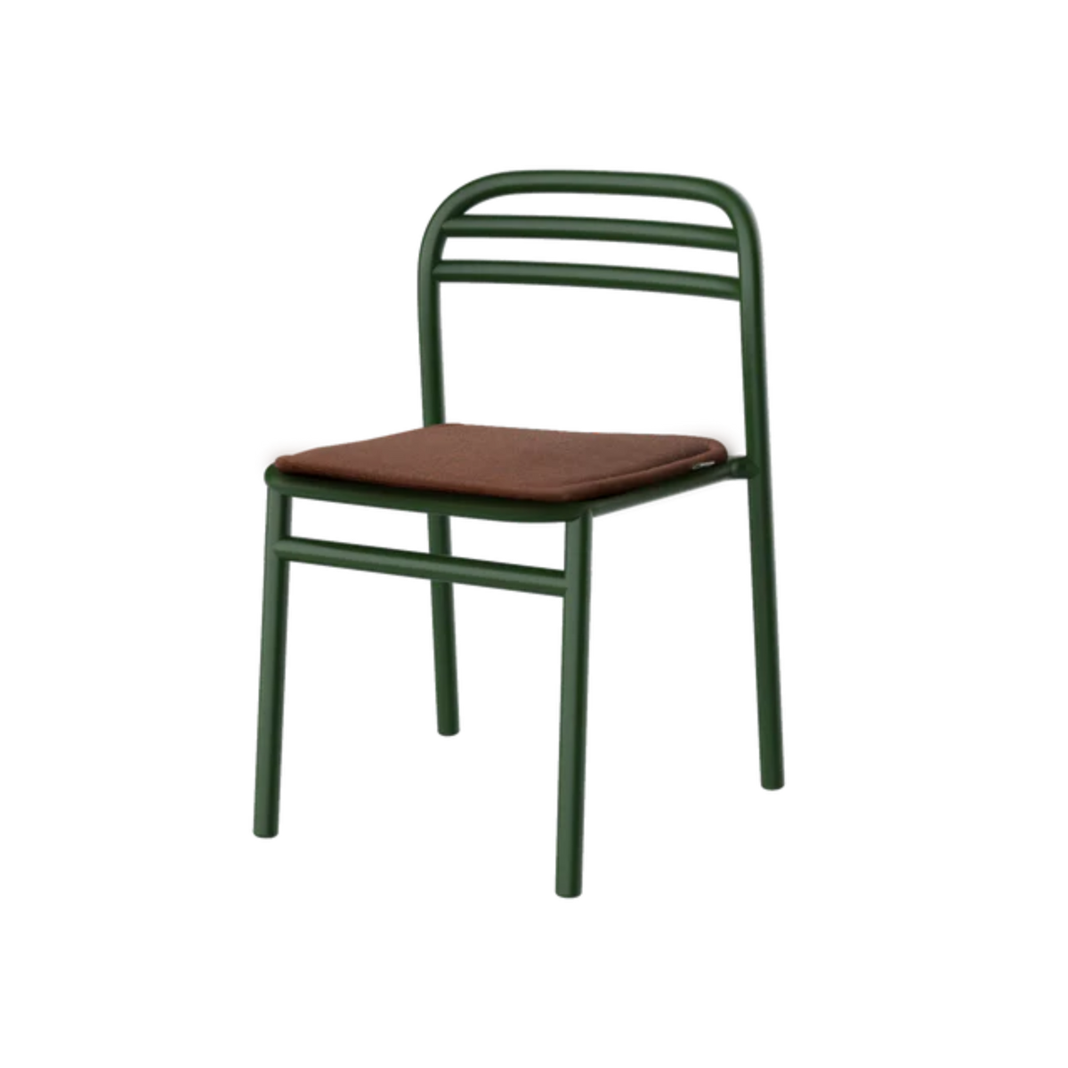 Cane-line Bliss Side Chair in Dark Green with Desert Red cushion, aluminum