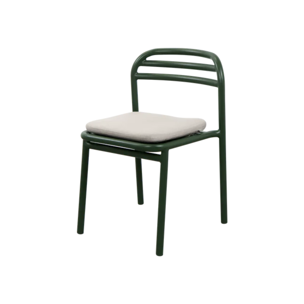 Cane-line Bliss Side Chair in Dark Green with Sand cushion, aluminum