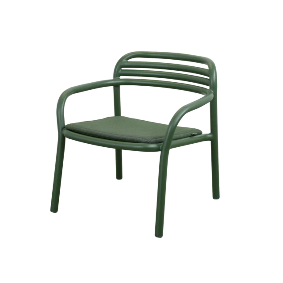Cane-line Bliss Lounge Chair, Stackable in Dark Green with Light Green cushion, aluminum