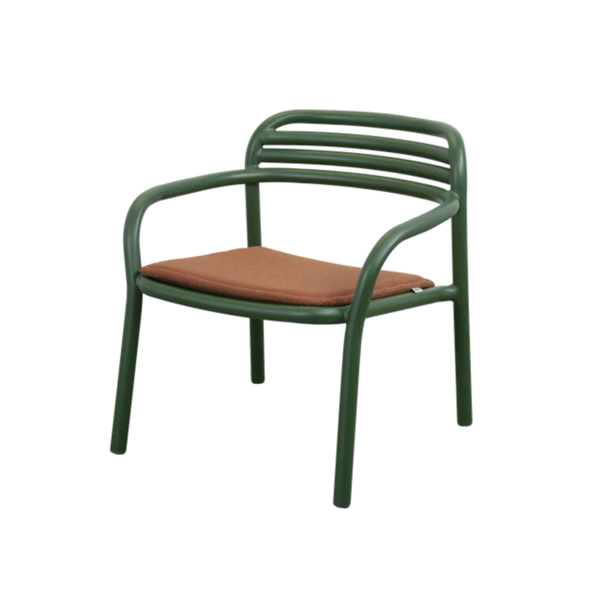Cane-line Bliss Lounge Chair, Stackable in Dark Green with Desert Red cushion, aluminum
