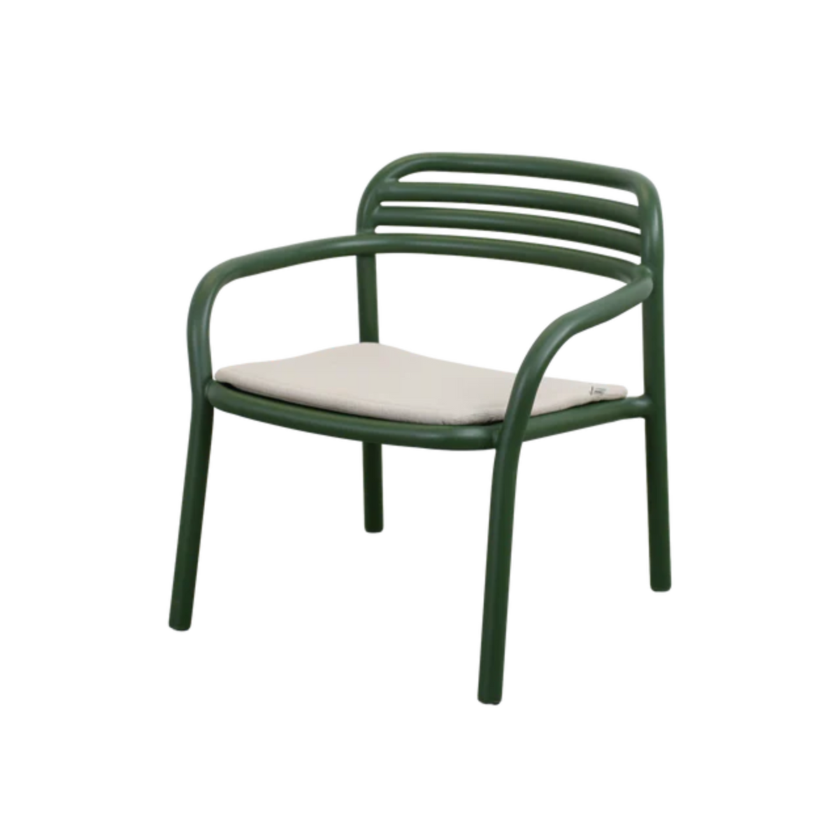 Cane-line Bliss Lounge Chair, Stackable in Dark Green with Sand cushion, aluminum