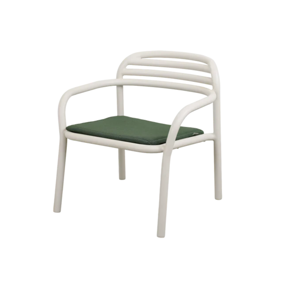 Cane-line Bliss Lounge Chair, Stackable in Sand with Light Green cushion, aluminum