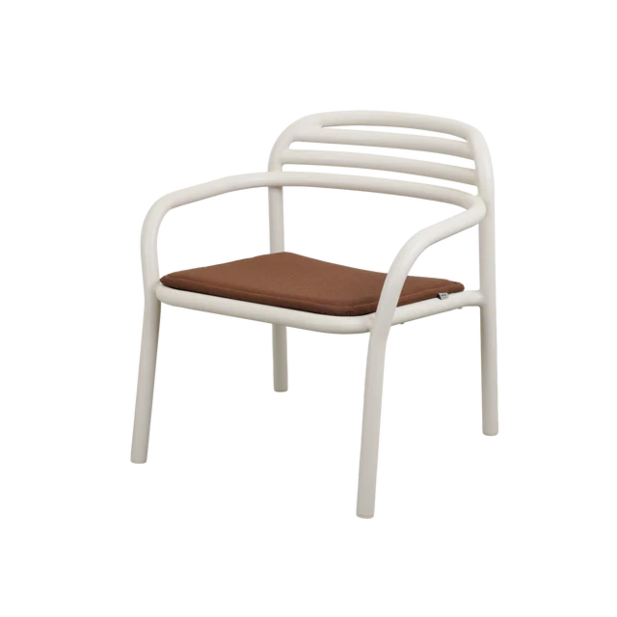 Cane-line Bliss Lounge Chair, Stackable in Sand with Desert Red cushion, aluminum