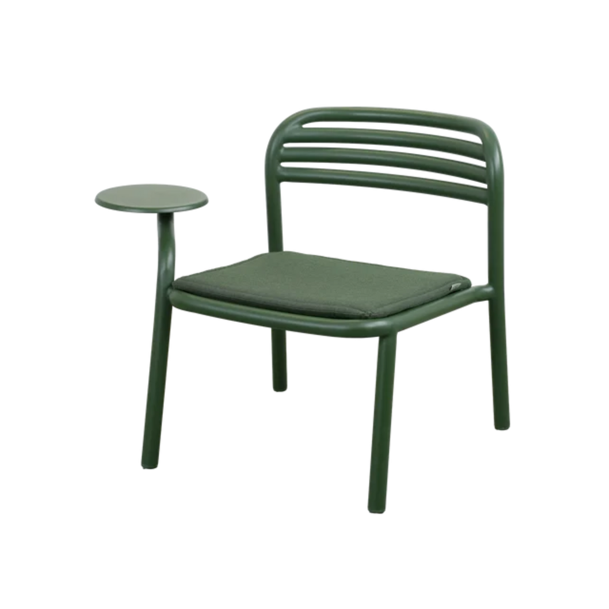 Cane-line Bliss Lounge Chair with Side Table Right in Dark Green with Light Green cushion, aluminum