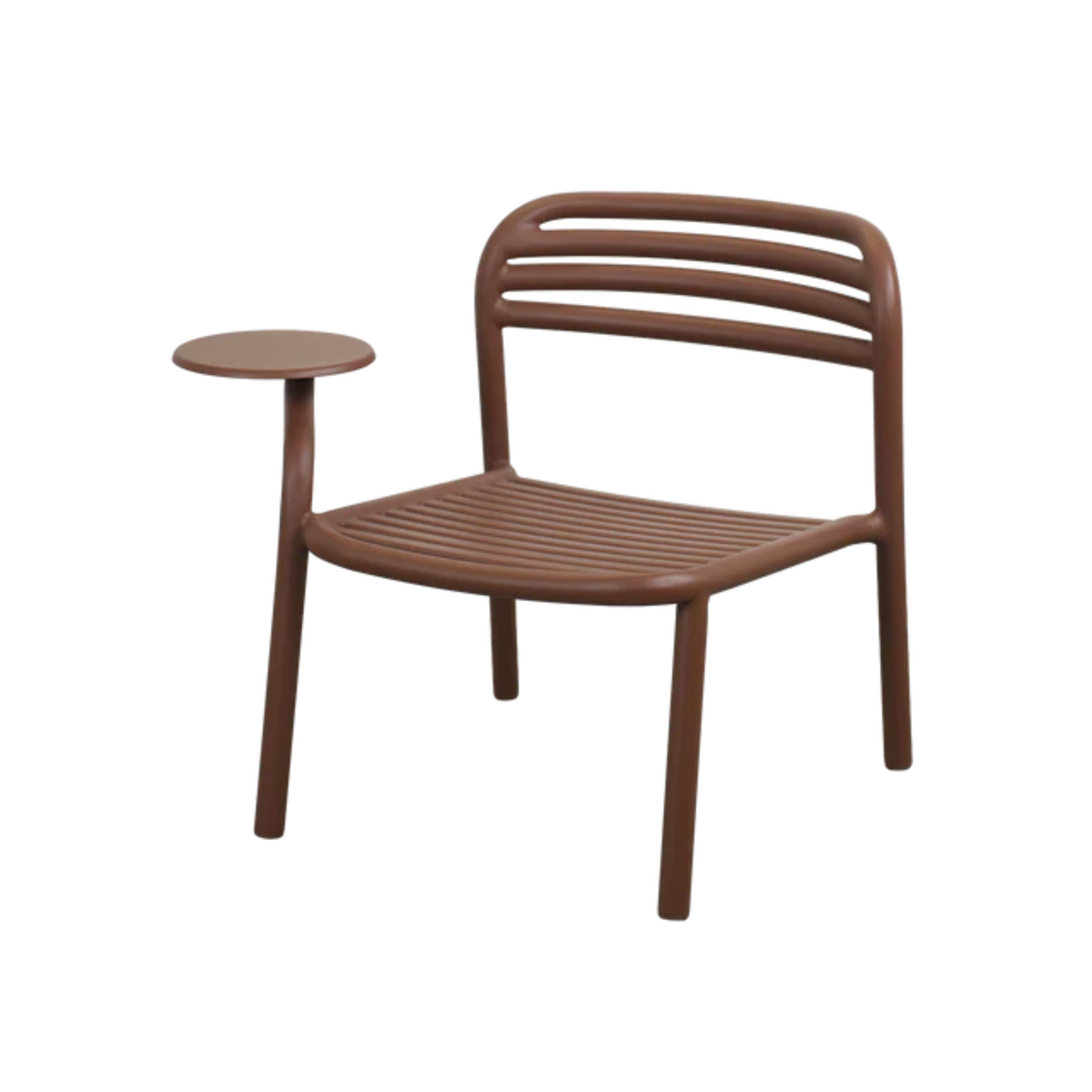 Cane-line Bliss Lounge Chair with Side Table Right in Desert Red, no cushion, aluminum