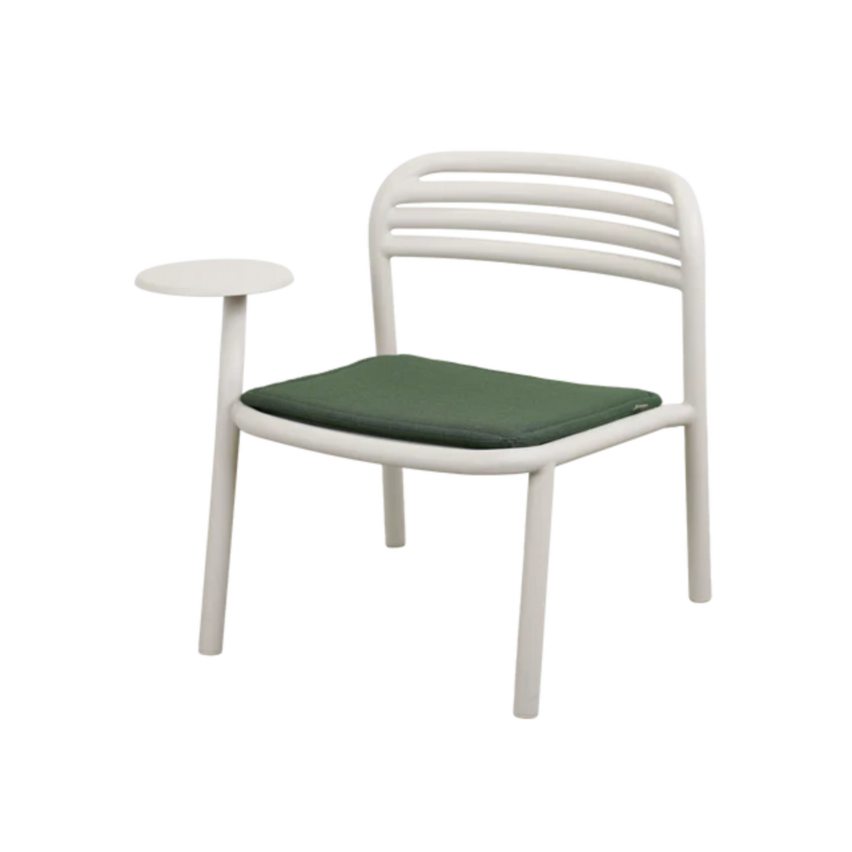 Cane-line Bliss Lounge Chair with Side Table Right in Sand with Light Green cushion, aluminum