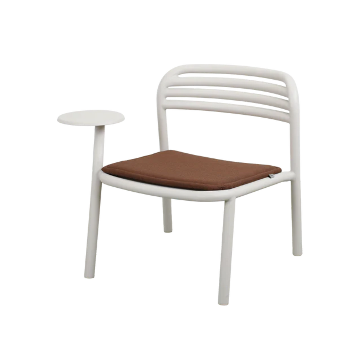 Cane-line Bliss Lounge Chair with Side Table Right in Sand with Desert Red cushion, aluminum