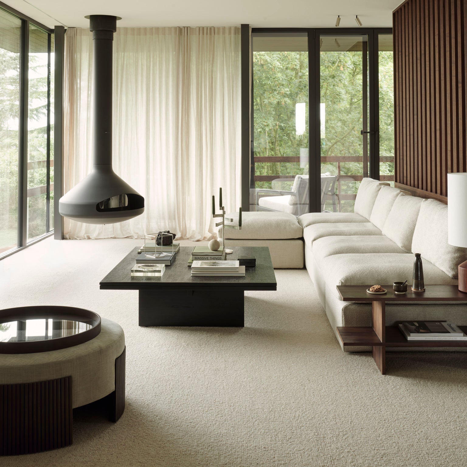 Ethnicraft Roller Max Pouf with FSC-certified solid wood frame, Belgian design