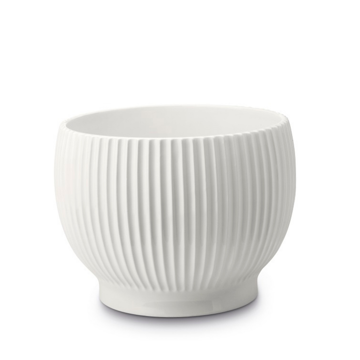 Knabstrup Ripple Flowerpot in white, 5.7 in, glazed earthenware
