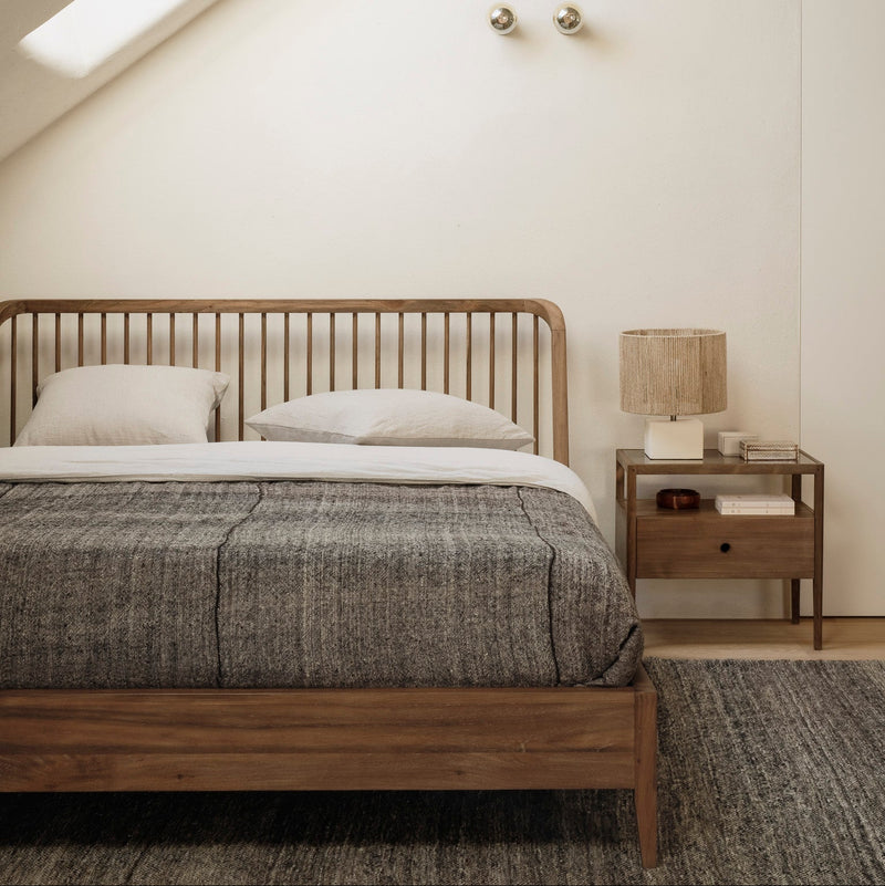 Ethnicraft Oak Spindle Bed in oak, solid oak, Belgian solid wood furniture