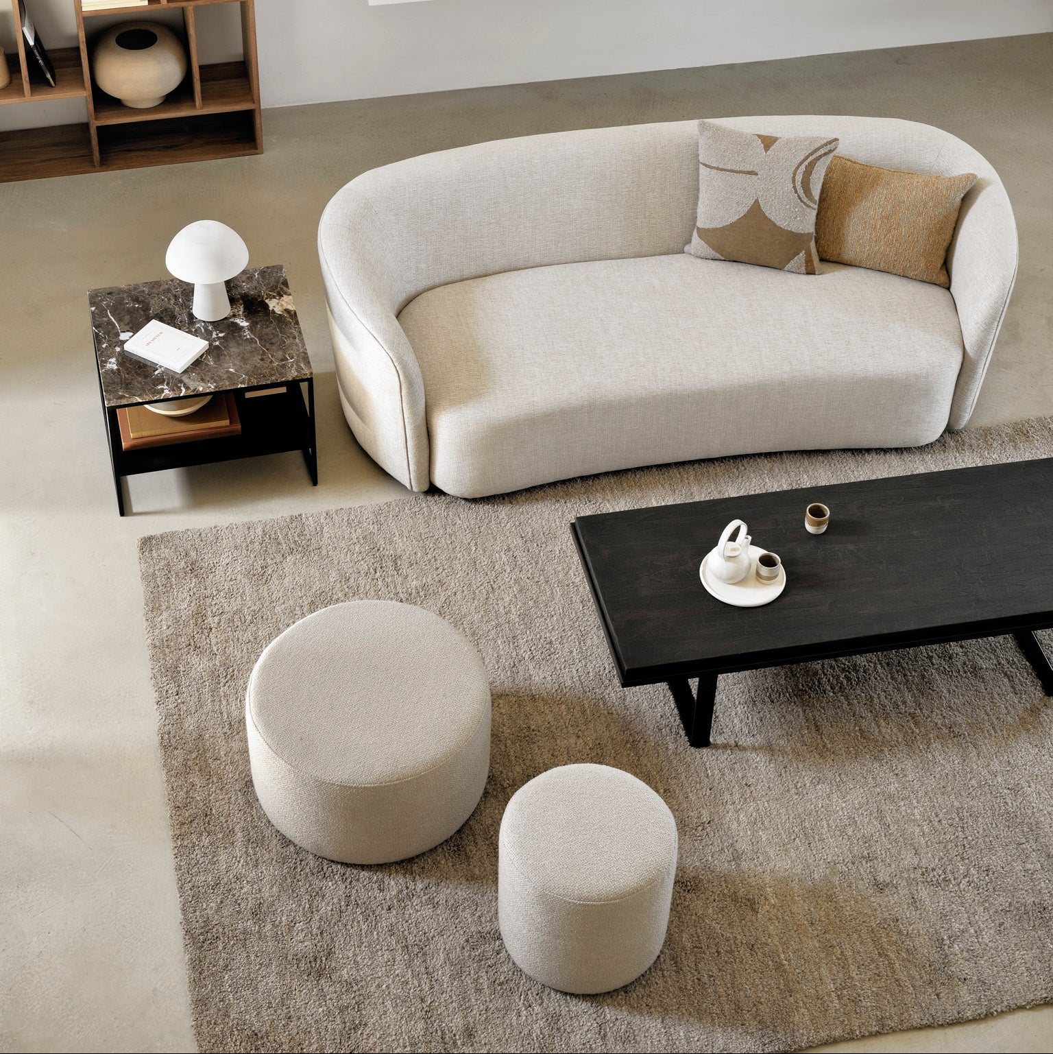 Ethnicraft Barrow Pouf with FSC-certified solid wood frame, Belgian design