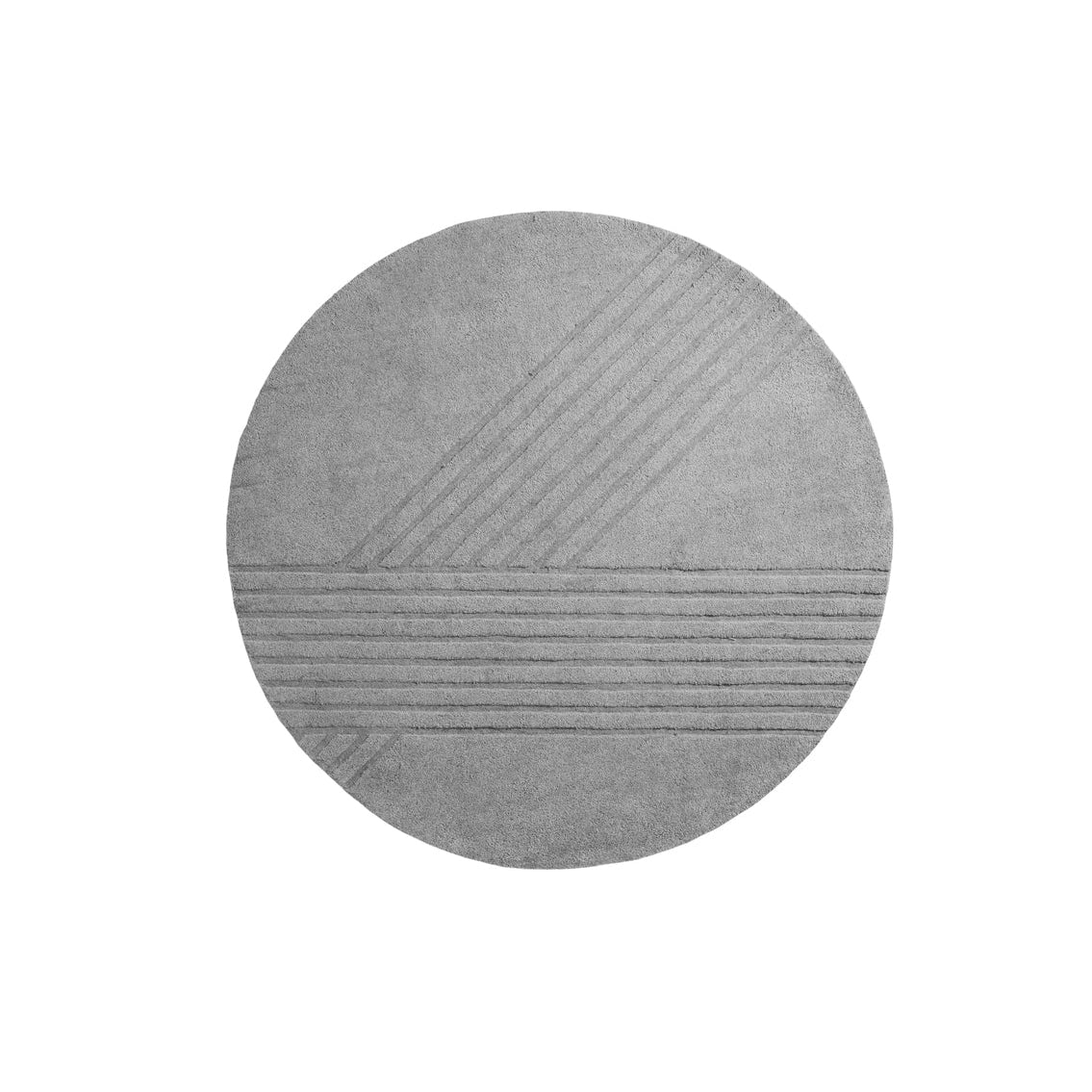 WOUD Kyoto Round Rug in grey hand-tufted wool designed by Studio Tolvanen, Danish design