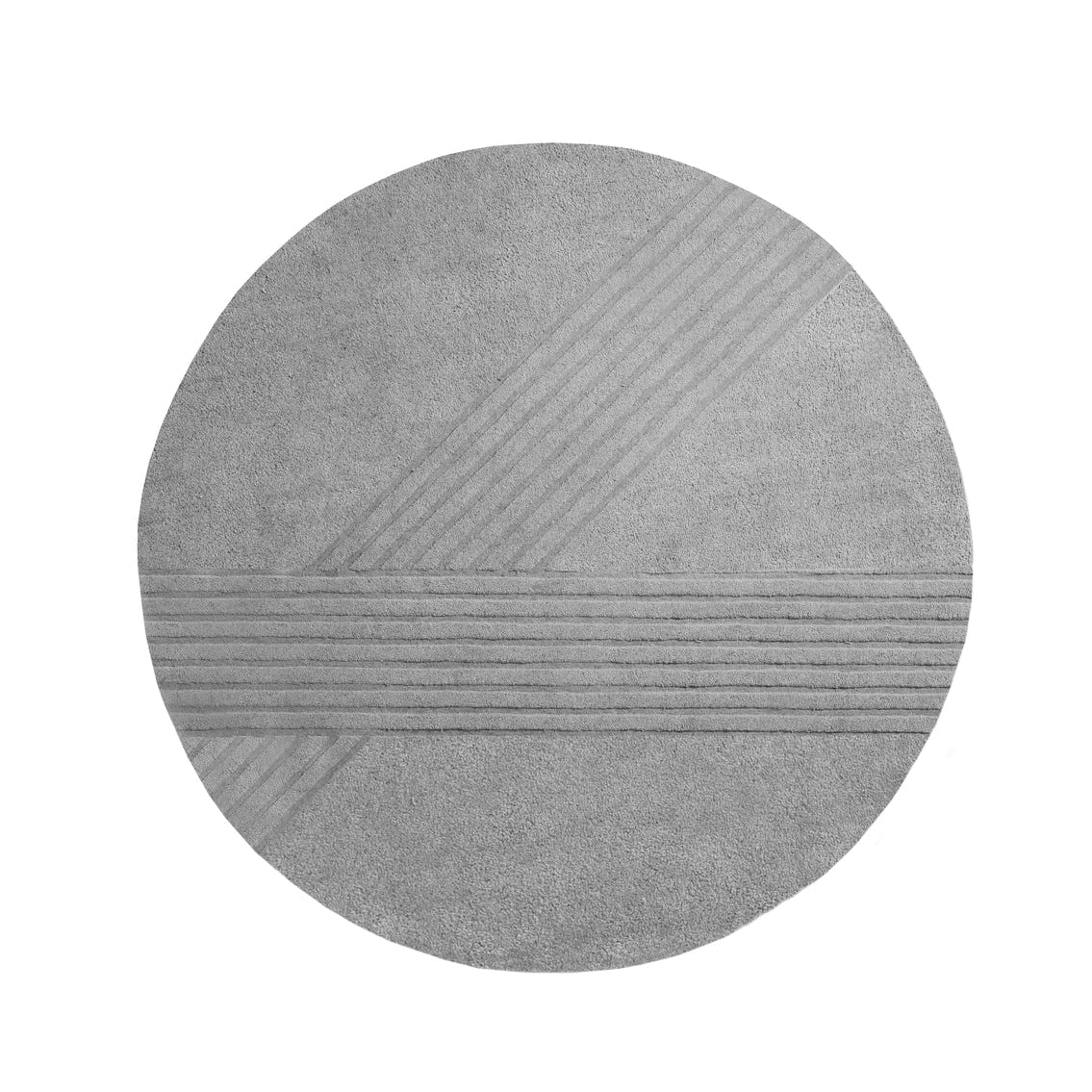 WOUD Kyoto Round Rug in grey hand-tufted wool designed by Studio Tolvanen, Danish design