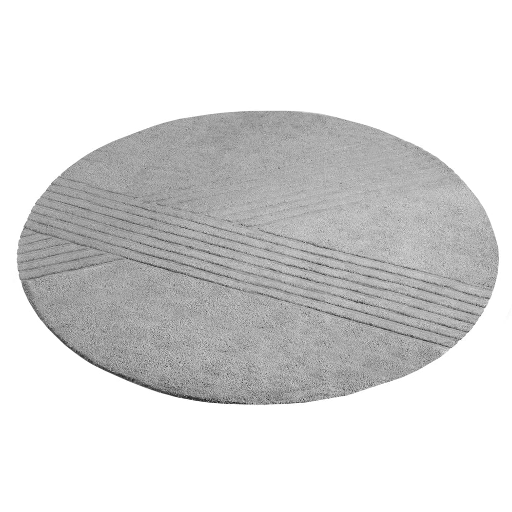 WOUD Kyoto Round Rug in grey hand-tufted wool designed by Studio Tolvanen, Danish design
